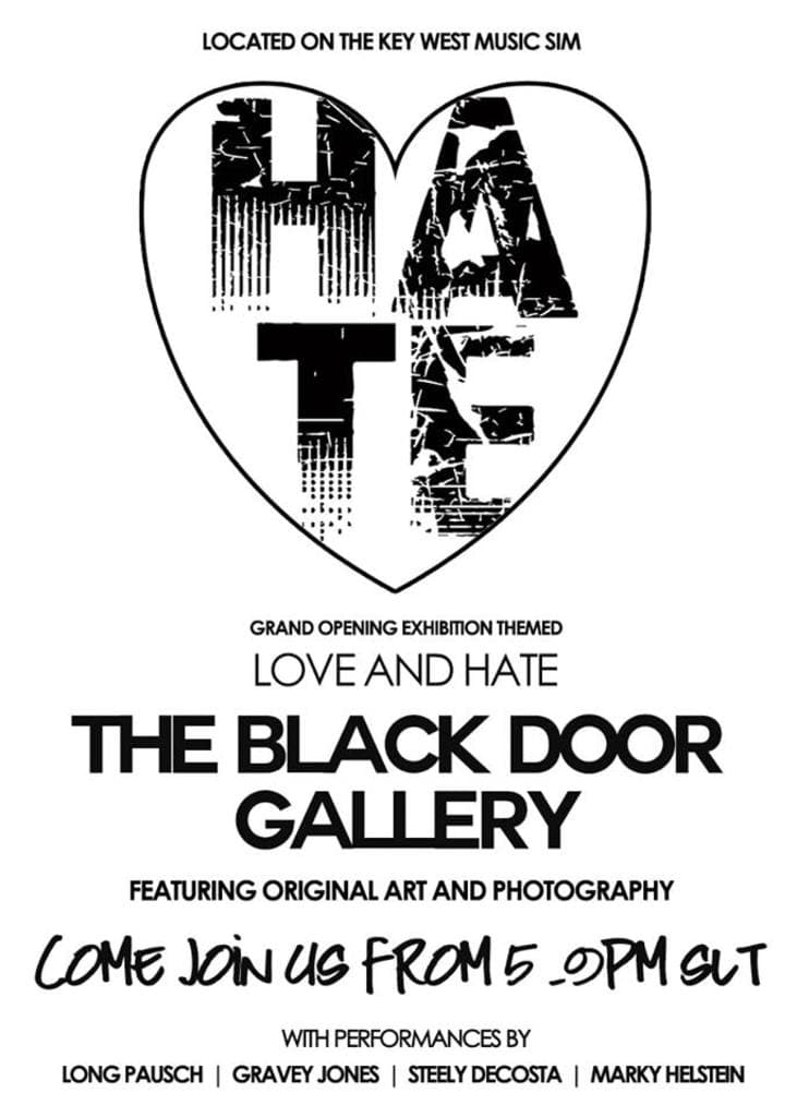 Ein weißer Plakat mit dem Wort 'HATE' in Schwarz in der Mitte eines Herzsymbols.