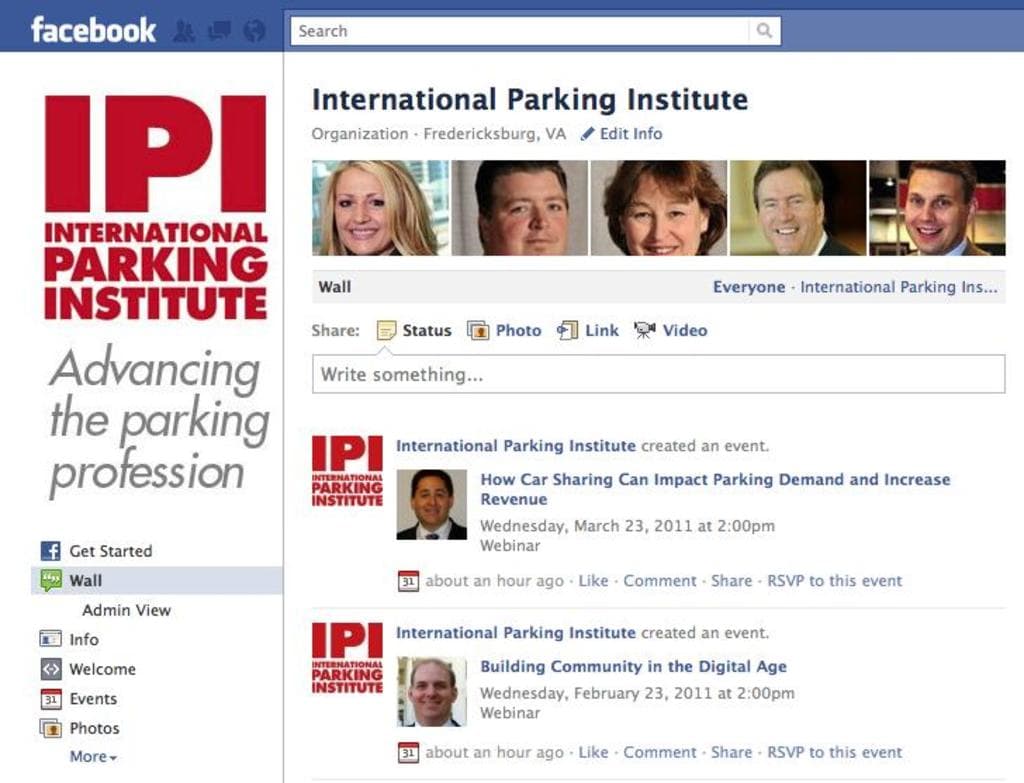 Screenshot einer Facebook-Seite mit sechs Profilfotos von Männern und Frauen oben und Textinhalt links.