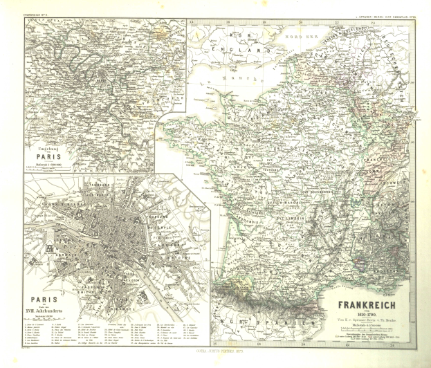 Eine detaillierte Karte von Frankfurt, Deutschland aus dem Jahr 1870, mit Text, der einen umfassenden Überblick über die Gegend bietet.