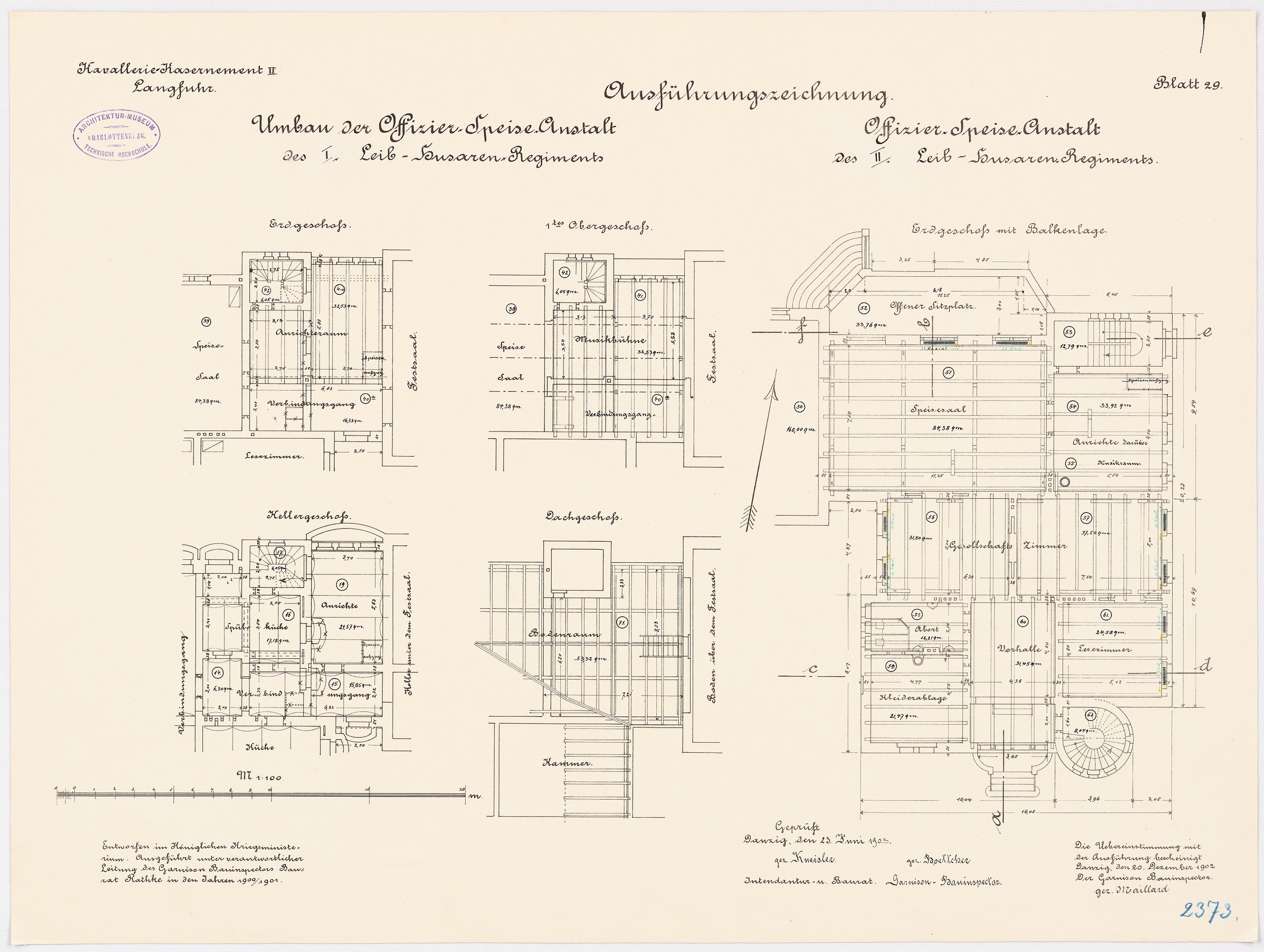 Schwarz-weißer architektonischer Grundriss des ehemaligen Bundeskanzleramts mit detaillierter Planung, Text und Zeichnungen.