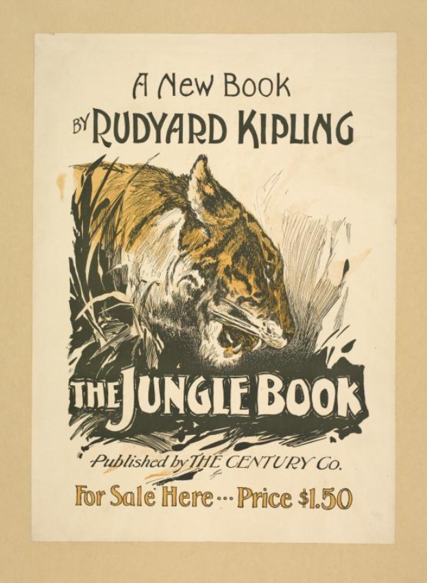 Buchumschlag von "Der Dschungelbuch" von Rudyard Kipling mit realistischem Tiger-Illustration.