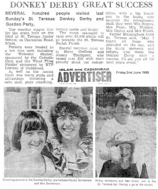 Ein Zeitungsartikel mit Text und zwei Bildern.