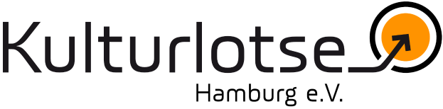 Das Logo von Kulturlotse Hamburg e.V., geschrieben in Schwarz und Orange auf einem weißen Hintergrund.