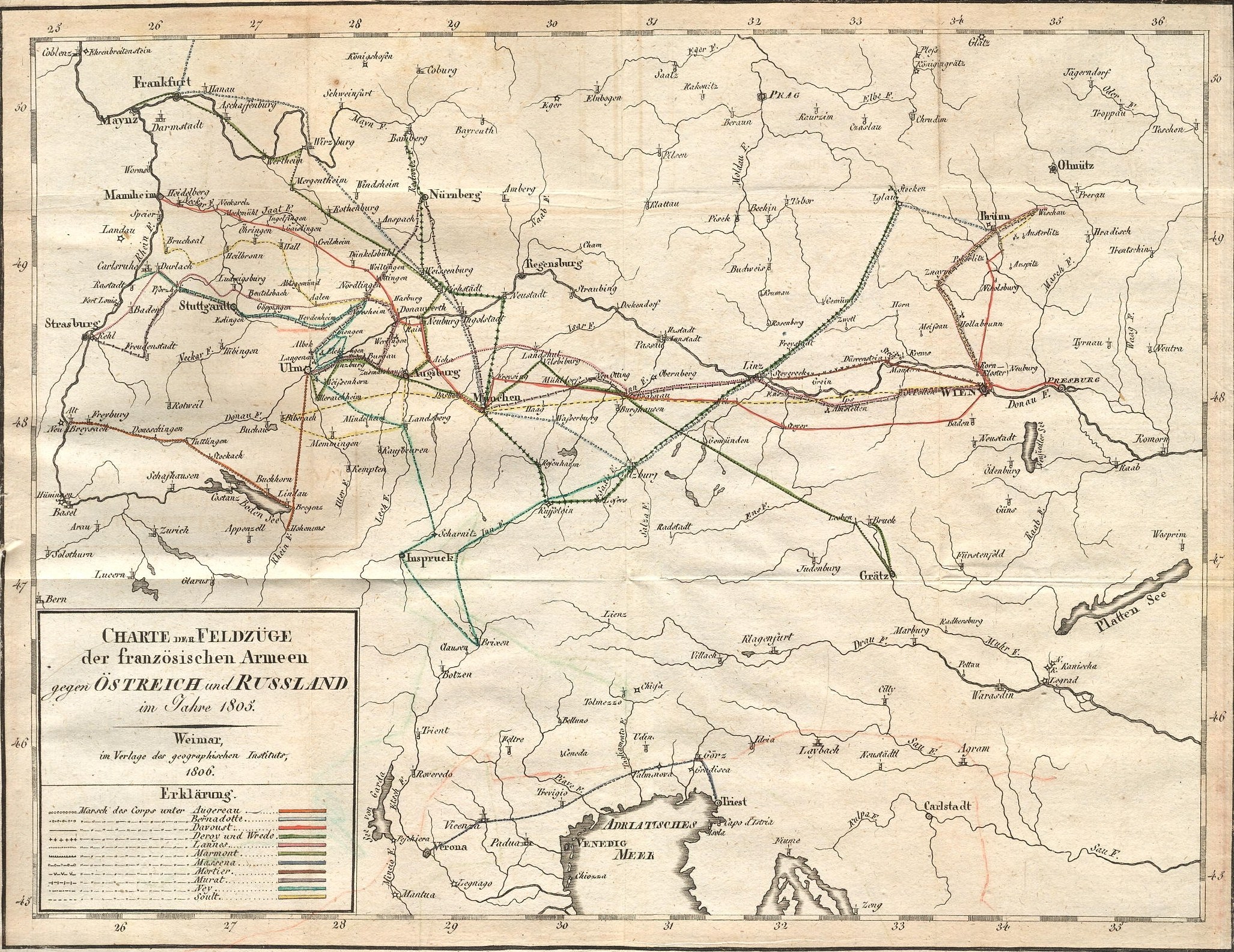 Alte Deutschlandkarte mit schwarzem Rand, detaillierte Straßen und Highways in Text markiert.