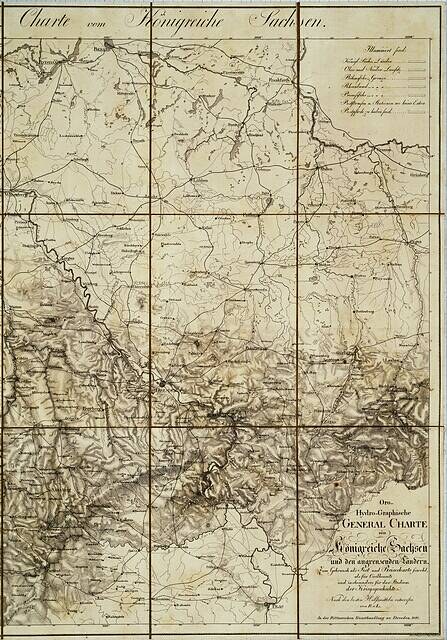 Alte Landkarte des britischen Empire im 19. Jahrhundert, die das Königreich Sachsen-Anhalt mit gedrucktem Text auf altem Papier zeigt.