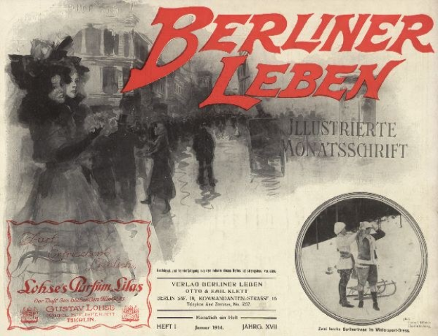 Altes Buch mit dem Titel 'Berliner Leben' und einem Foto von Menschen in traditioneller deutscher Kleidung auf dem Cover.