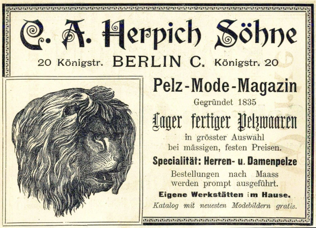 Alte Werbeplakat mit einem Löwenkopf mit wildem Ausdruck und wallender Mähne, mittig mit dem Text 'Löwe'.